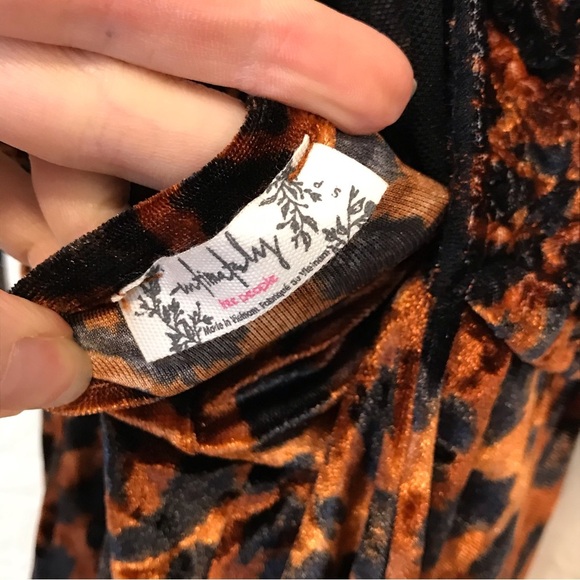 Intimately Free People Velvet Mini Dress Brown Leopard Animal Print Small - Picture 7 of 9